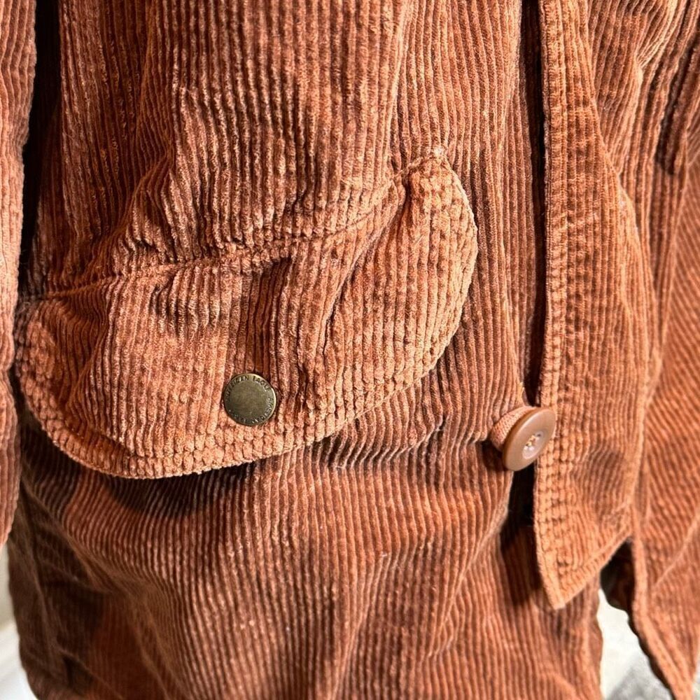 American Eagle rust corduroy hooded knee length jacket size XS - Picture 10 of 12